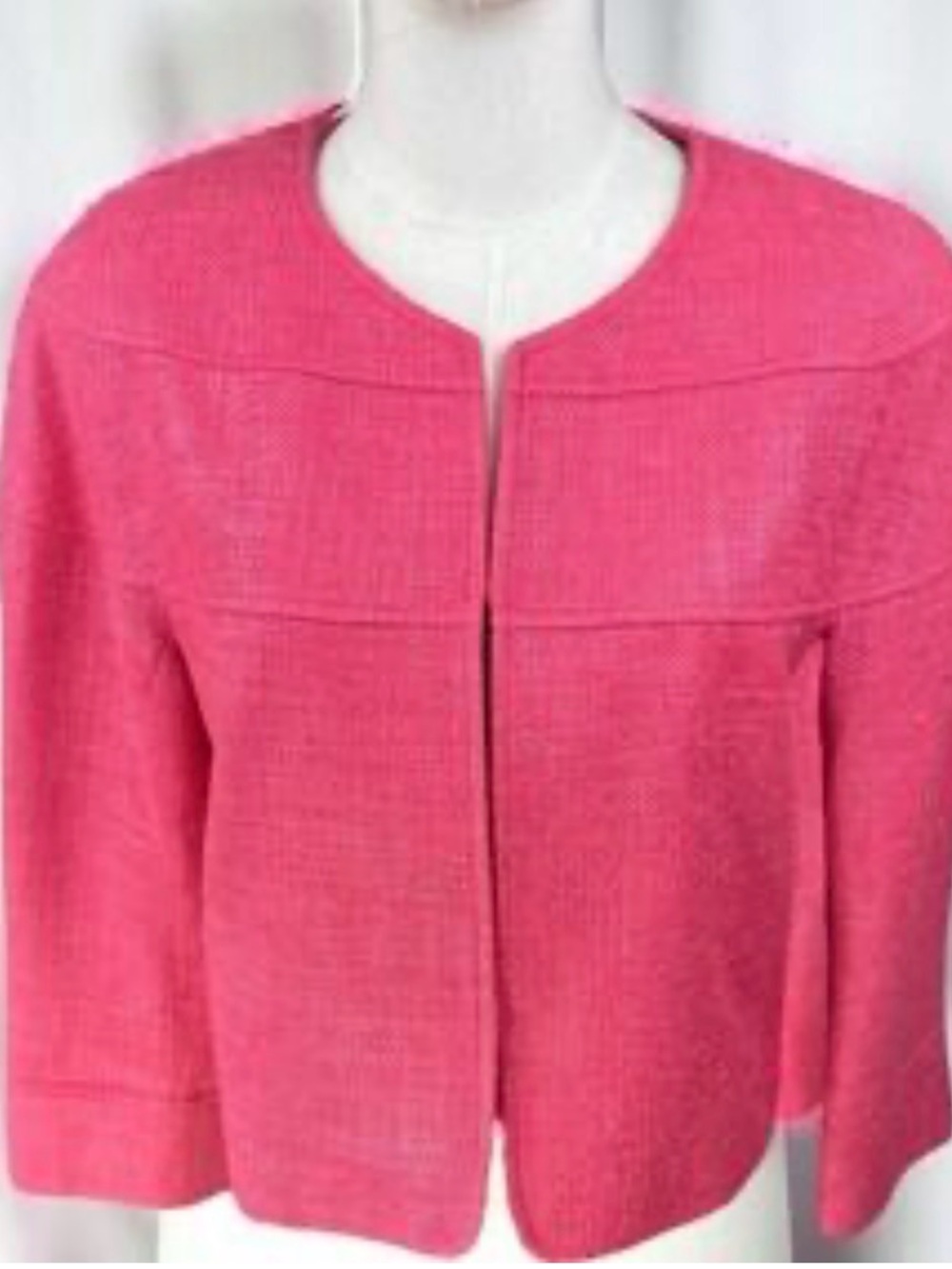 Jones New York Hot Pink Collarless Open-Front Blazer